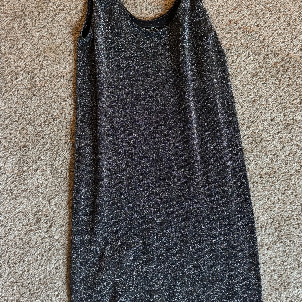 Poof! Y2K Shimmering Black Mini Dress